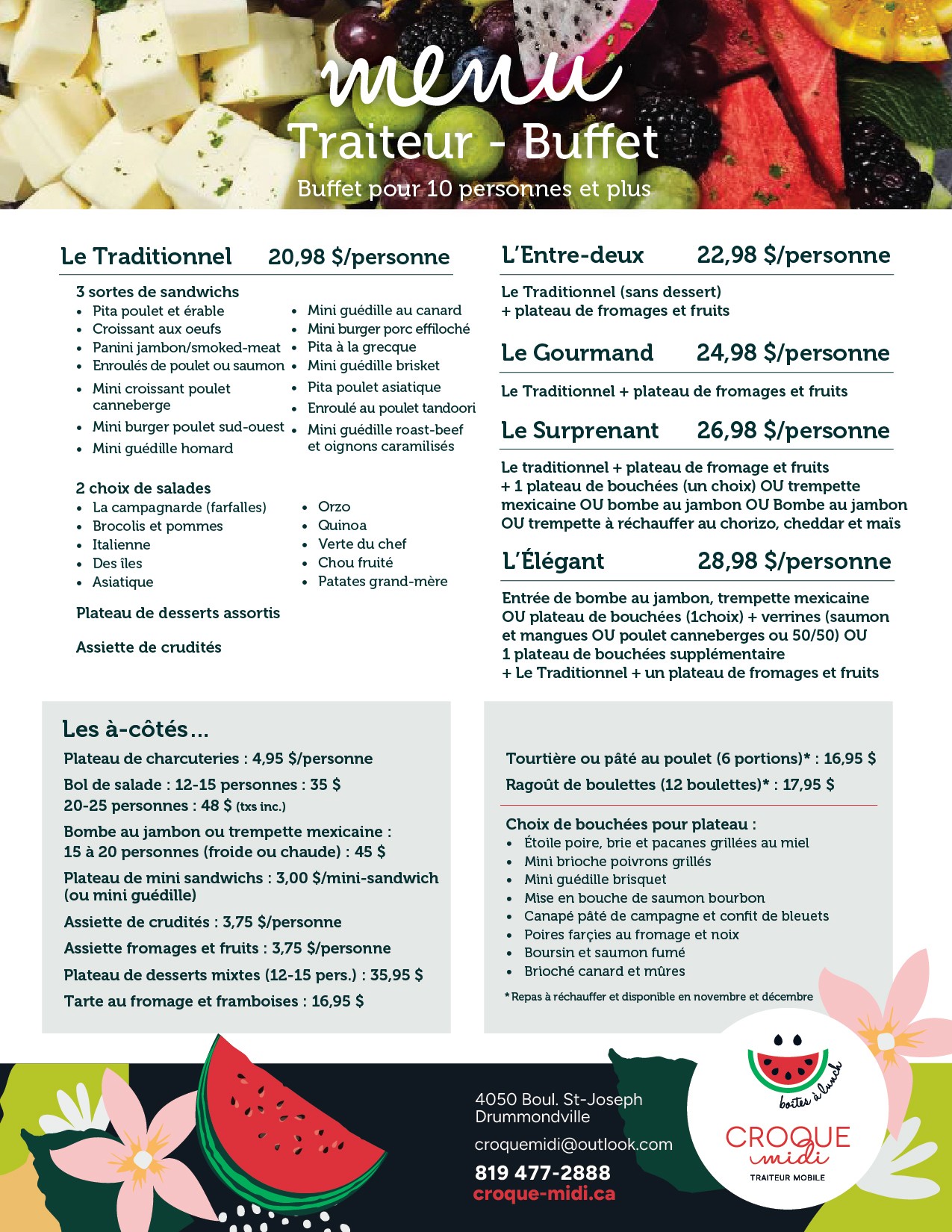 menu traiteur sept 2026